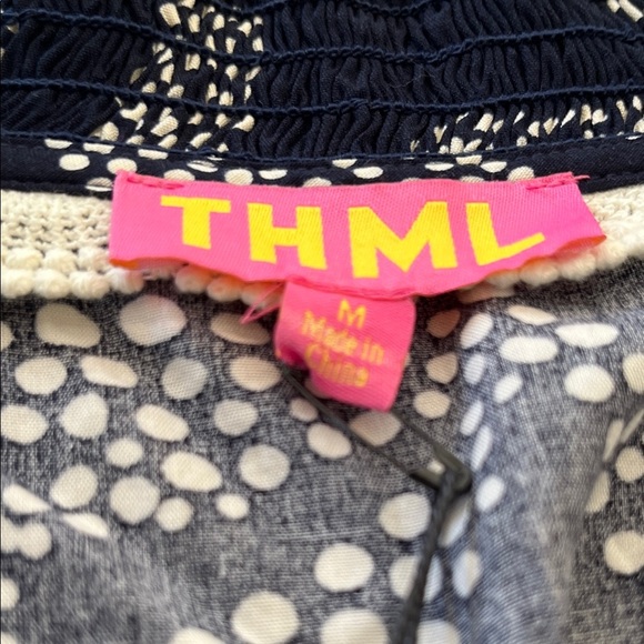 THML Blue Blouse with Colorful Embroidery New with tag Sizes Medium - Picture 2 of 12